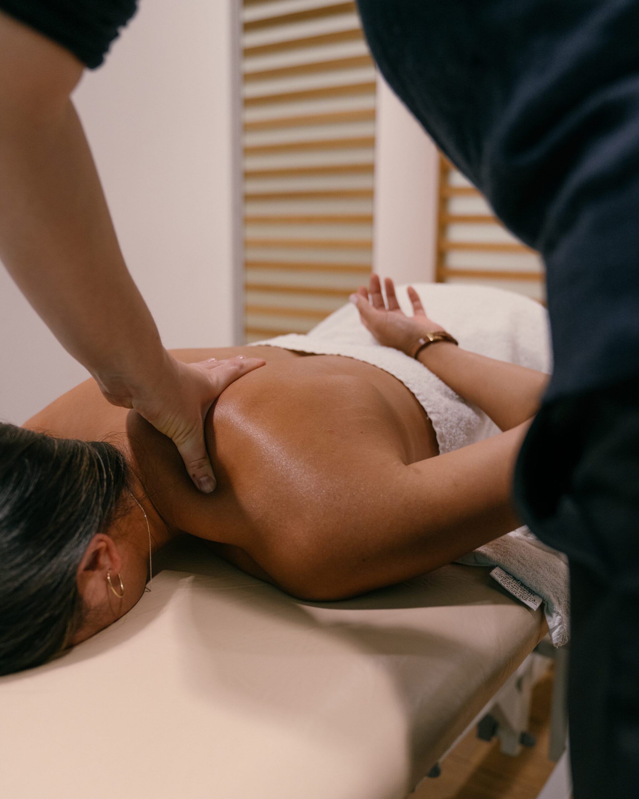 close up of Soft tissue therapy massage